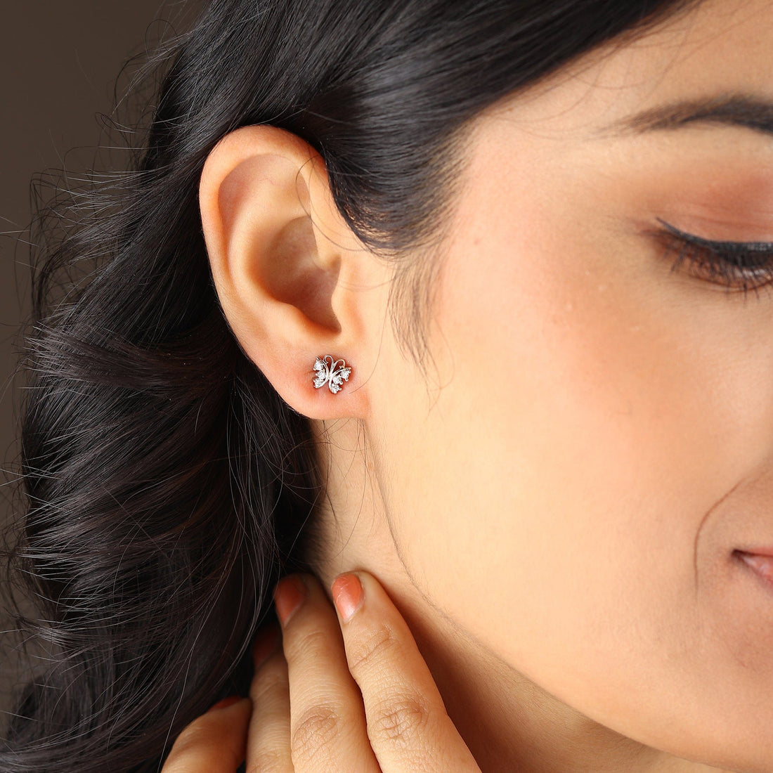 Sterling Silver Stud Earrings for Women by Akshat Sapphire 92.5 Silver Rhodium Plated S10109