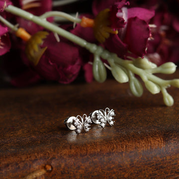 Akshat Sapphire Sterling Silver (92.5% purity) Precious Stud Earrings for Girls and Women Pure Silver Beautiful and Designer studs earring with cubic zirconia (AD) stones