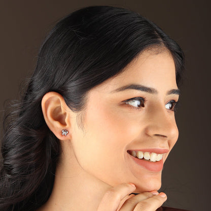 Pure Sterling Silver (92.5% purity)Precious, Beautiful and Designer Stud Earrings with cubic zirconia (AD) stones for Girls and Women