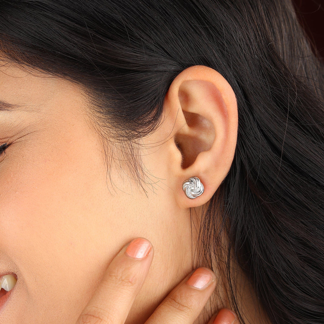 Sterling Silver Stud Earrings for Women by Akshat Sapphire 92.5 Silver Rhodium Plated S10110