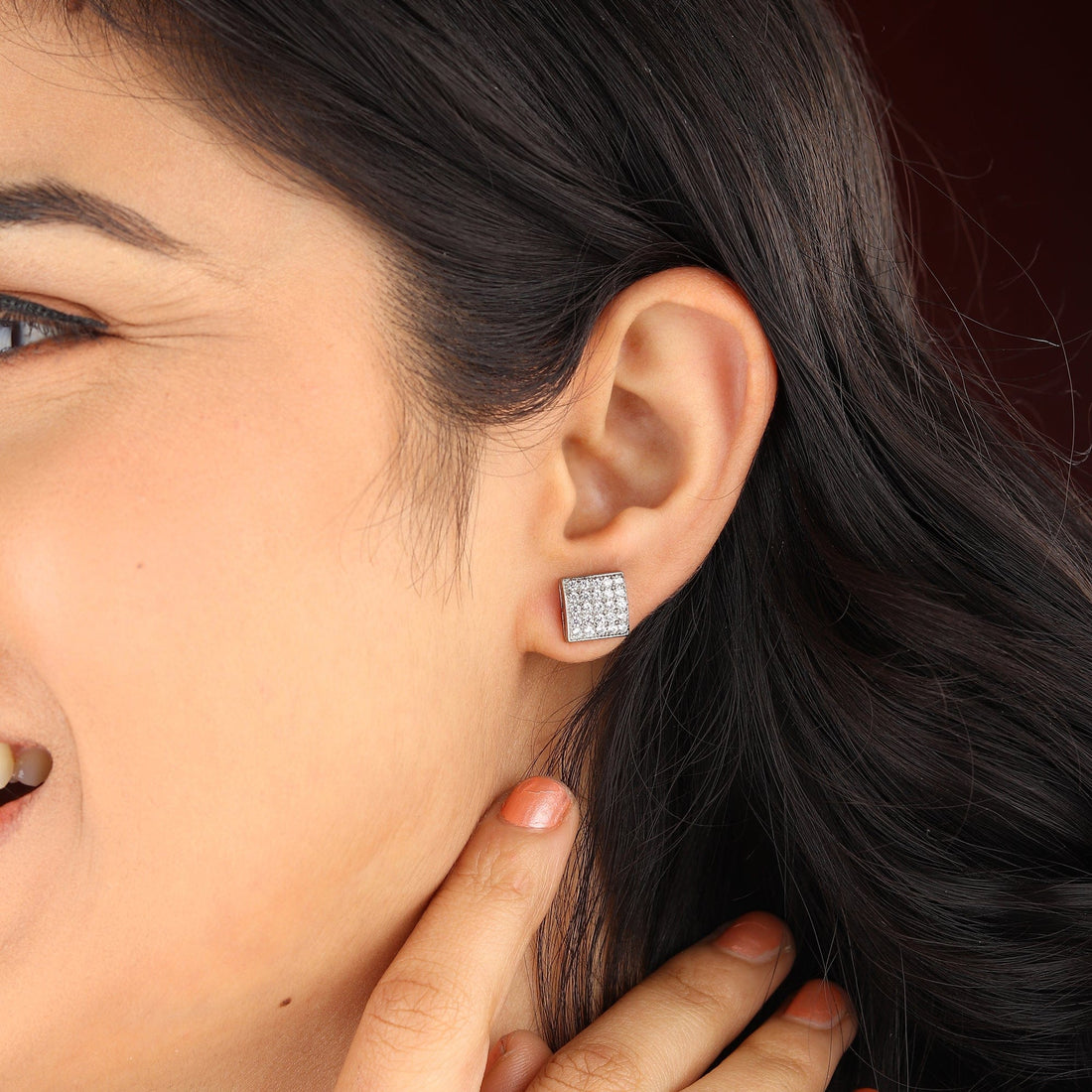 Sterling Silver Stud Earrings for Women by Akshat Sapphire 92.5 Silver Rhodium Plated S10111