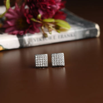 Akshat Sapphire Sterling Silver (92.5% purity) Precious Stud Earrings for Girls and Women Pure Silver Beautiful and Designer studs earring with cubic zirconia (AD) stones