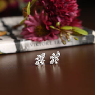 Akshat Sapphire Sterling Silver (92.5% purity) Precious Stud Earrings for Girls and Women Pure Silver Beautiful and Designer studs earring with cubic zirconia (AD) stones