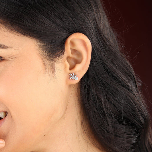 Akshat Sapphire Sterling Silver (92.5% purity) Precious Stud Earrings for Girls and Women Pure Silver Beautiful and Designer studs earring with cubic zirconia (AD) stones