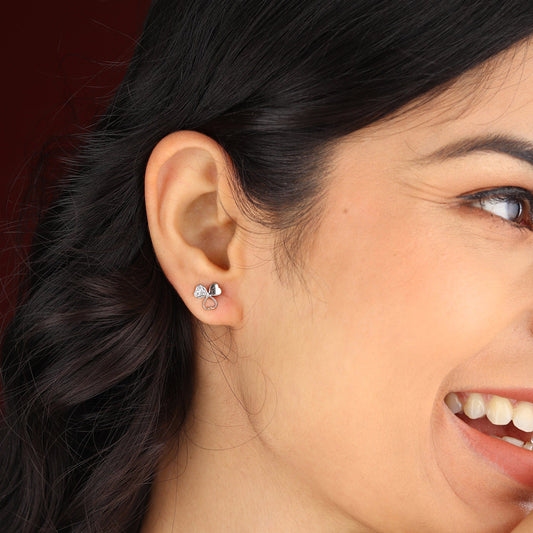 Akshat Sapphire Sterling Silver (92.5% purity) Precious Stud Earrings for Girls and Women Pure Silver Beautiful and Designer studs earring with cubic zirconia (AD) stones
