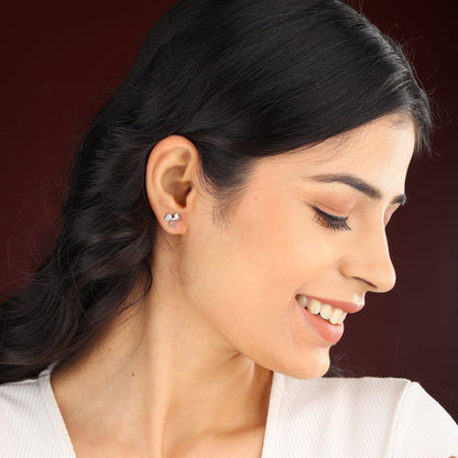Pure Sterling Silver (92.5% purity)Precious, Beautiful and Designer Stud Earrings with cubic zirconia (AD) stones for Girls and Women