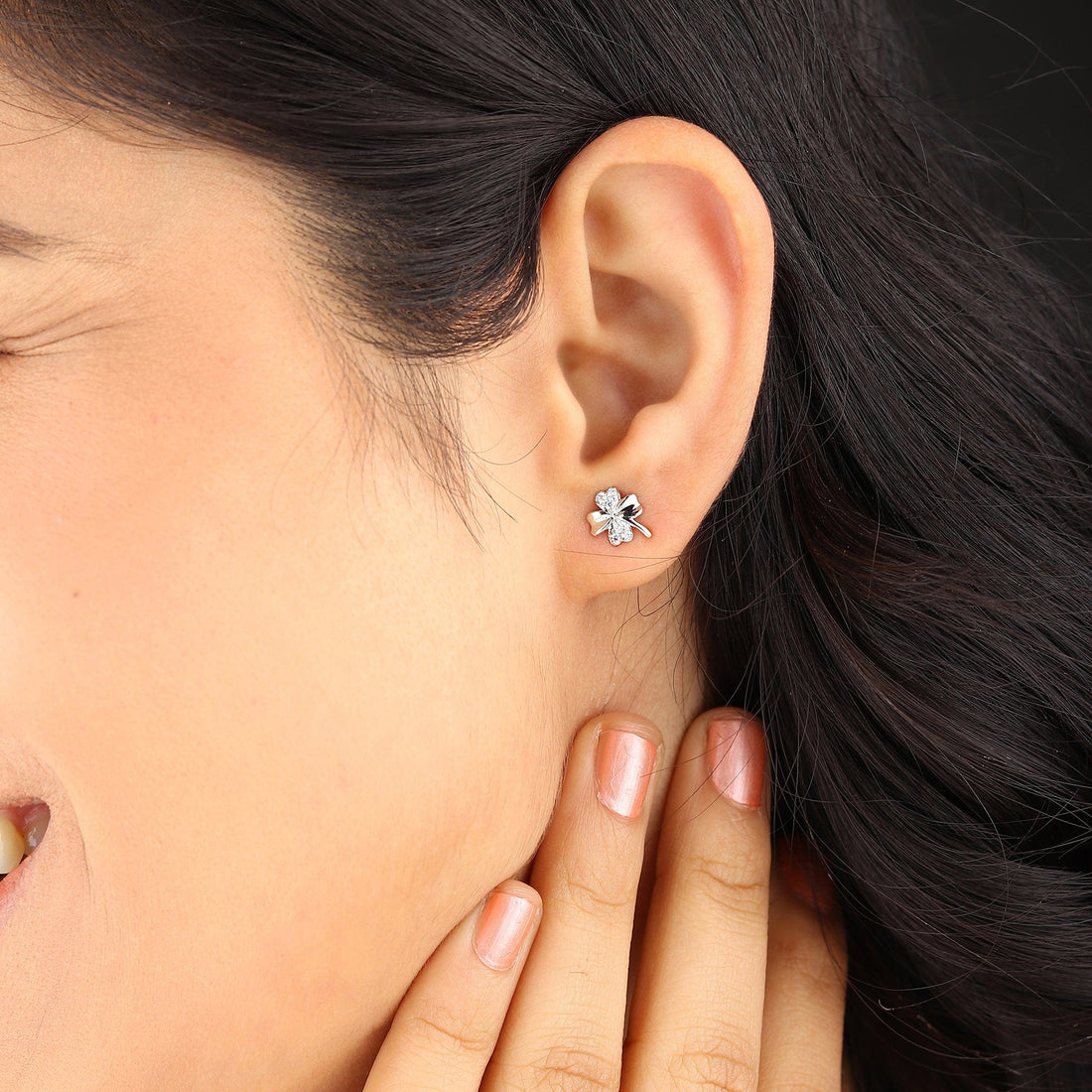 Sterling Silver Stud Earrings for Women by Akshat Sapphire 92.5 Silver Rhodium Plated S10115