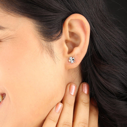 Pure Sterling Silver (92.5% purity)Precious, Beautiful and Designer Stud Earrings with cubic zirconia (AD) stones for Girls and Women