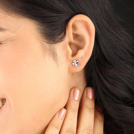 Akshat Sapphire Sterling Silver (92.5% purity) Precious Stud Earrings for Girls and Women Pure Silver Beautiful and Designer studs earring with cubic zirconia (AD) stones