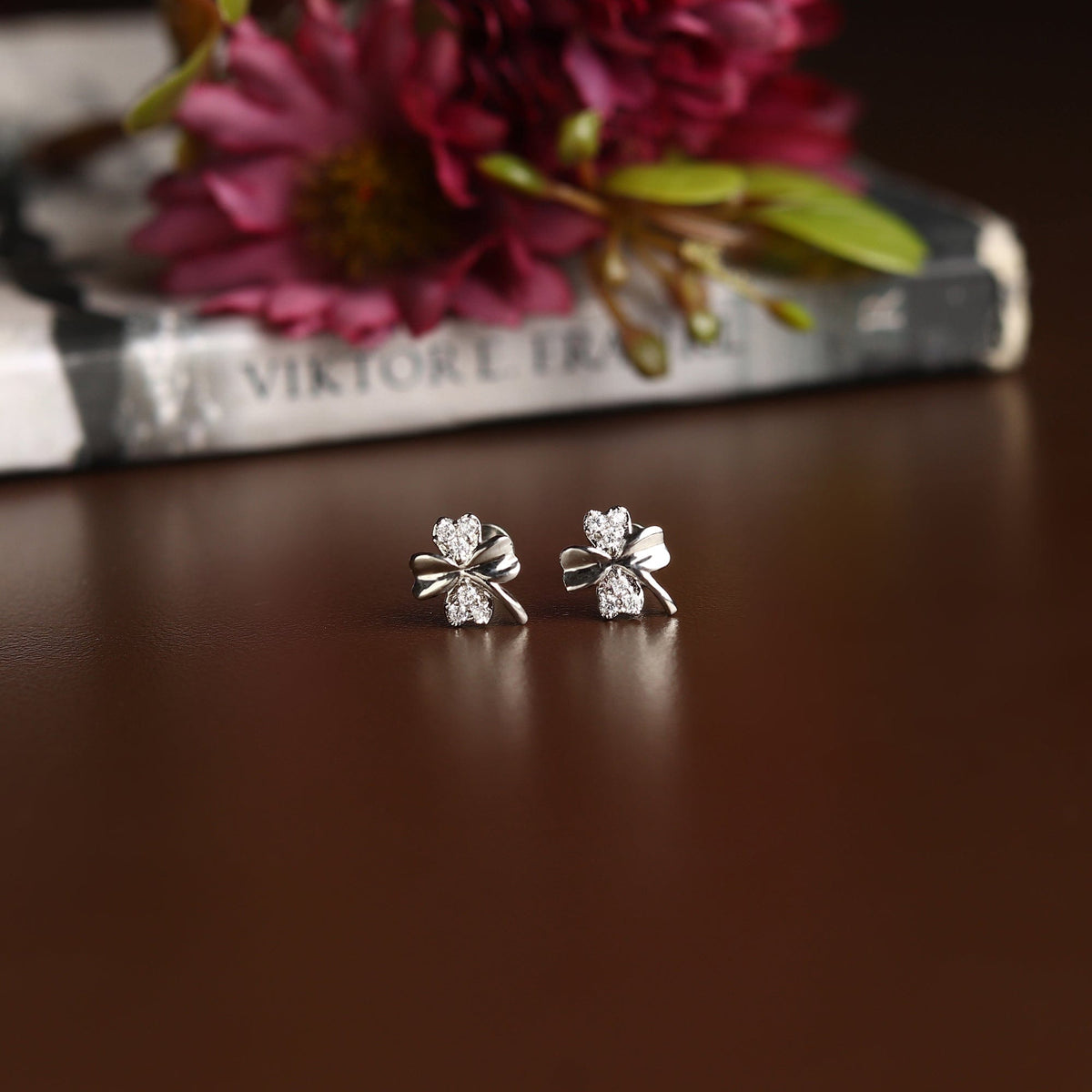 Sterling Silver Stud Earrings for Women by Akshat Sapphire 92.5 Silver Rhodium Plated S10115