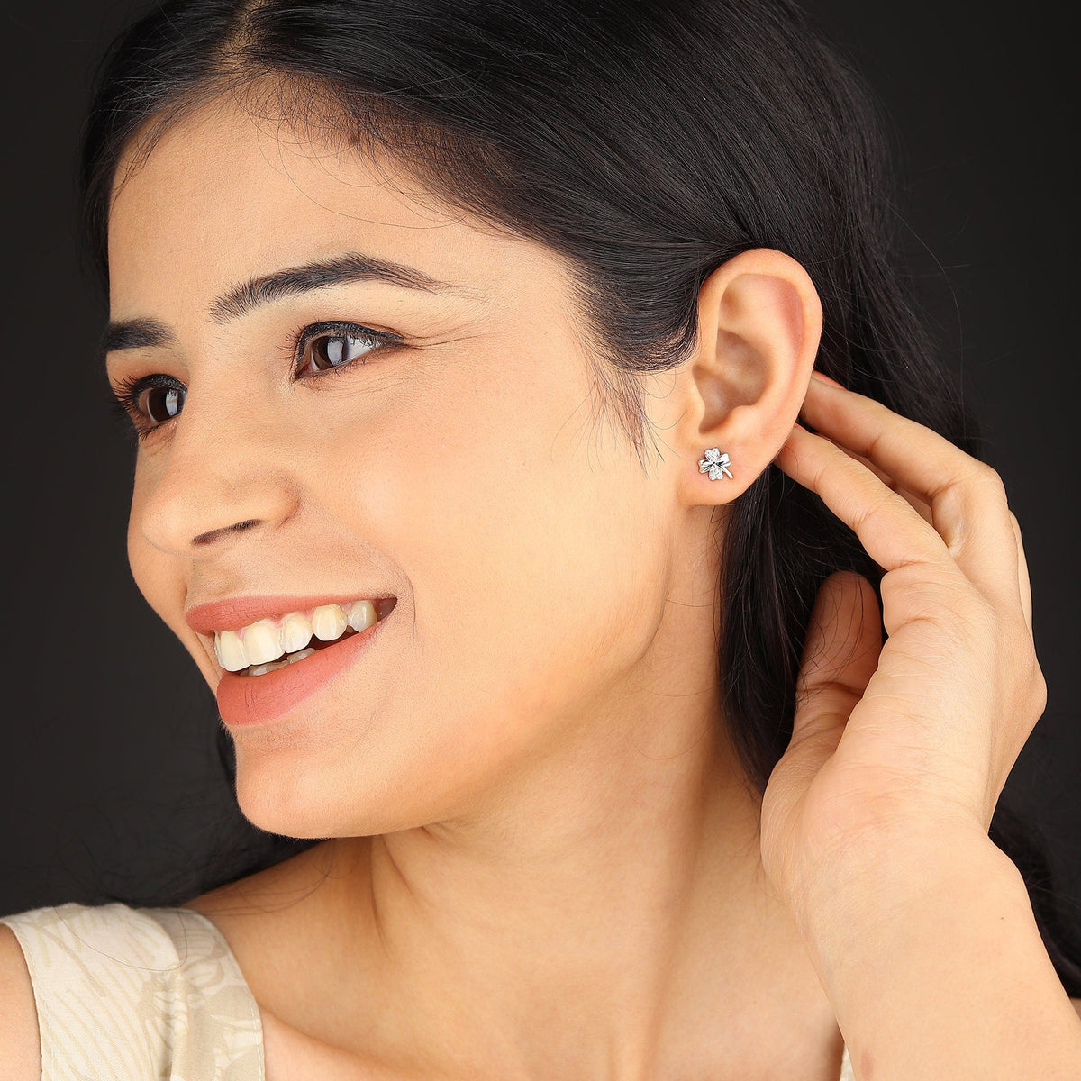 Sterling Silver Stud Earrings for Women by Akshat Sapphire 92.5 Silver Rhodium Plated S10115