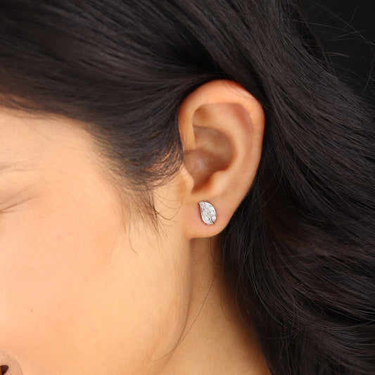 Akshat Sapphire Sterling Silver (92.5% purity) Precious Stud Earrings for Girls and Women Pure Silver Beautiful and Designer studs earring with cubic zirconia (AD) stones