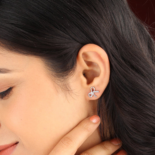 Akshat Sapphire Sterling Silver (92.5% purity) Precious Stud Earrings for Girls and Women Pure Silver Beautiful and Designer studs earring with cubic zirconia (AD) stones
