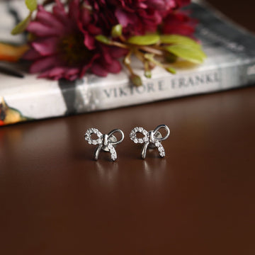 Akshat Sapphire Sterling Silver (92.5% purity) Precious Stud Earrings for Girls and Women Pure Silver Beautiful and Designer studs earring with cubic zirconia (AD) stones