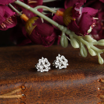 Akshat Sapphire Sterling Silver (92.5% purity) Precious Stud Earrings for Girls and Women Pure Silver Beautiful and Designer studs earring with cubic zirconia (AD) stones