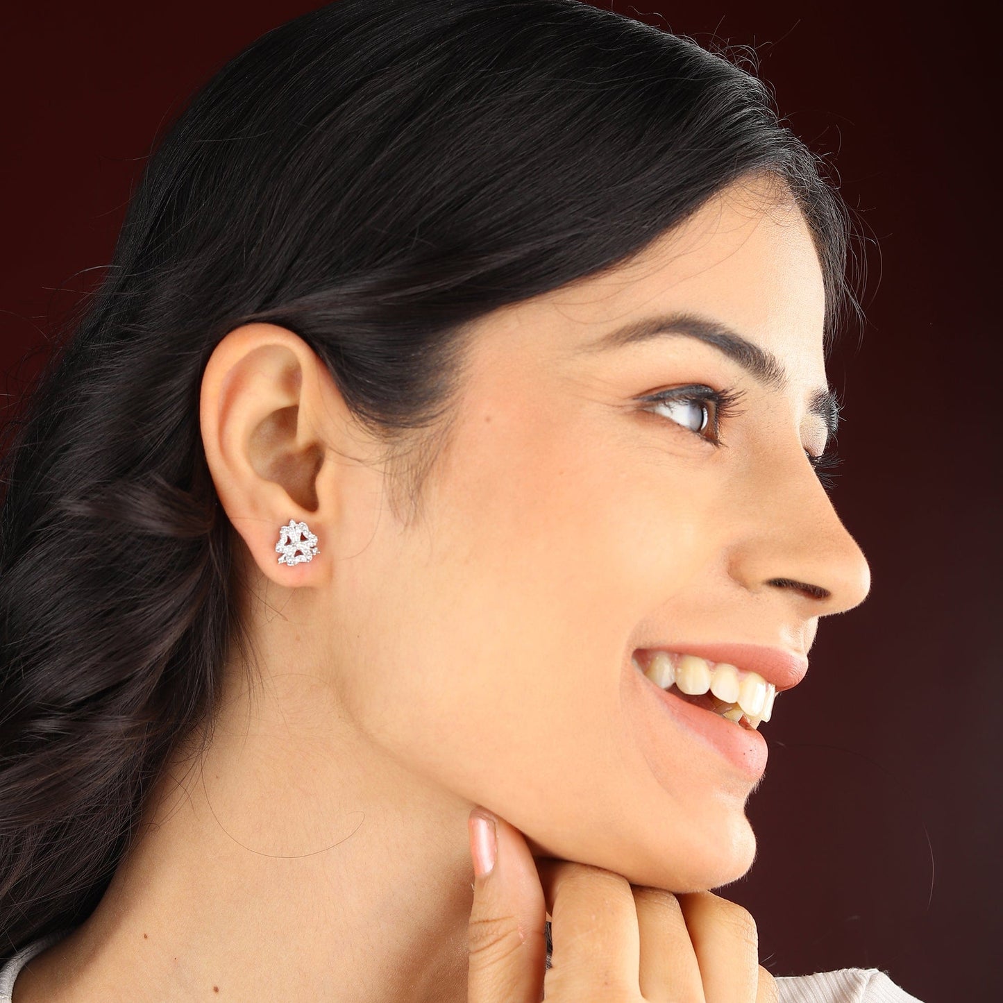 Pure Sterling Silver (92.5% purity)Precious, Beautiful and Designer Stud Earrings with cubic zirconia (AD) stones for Girls and Women