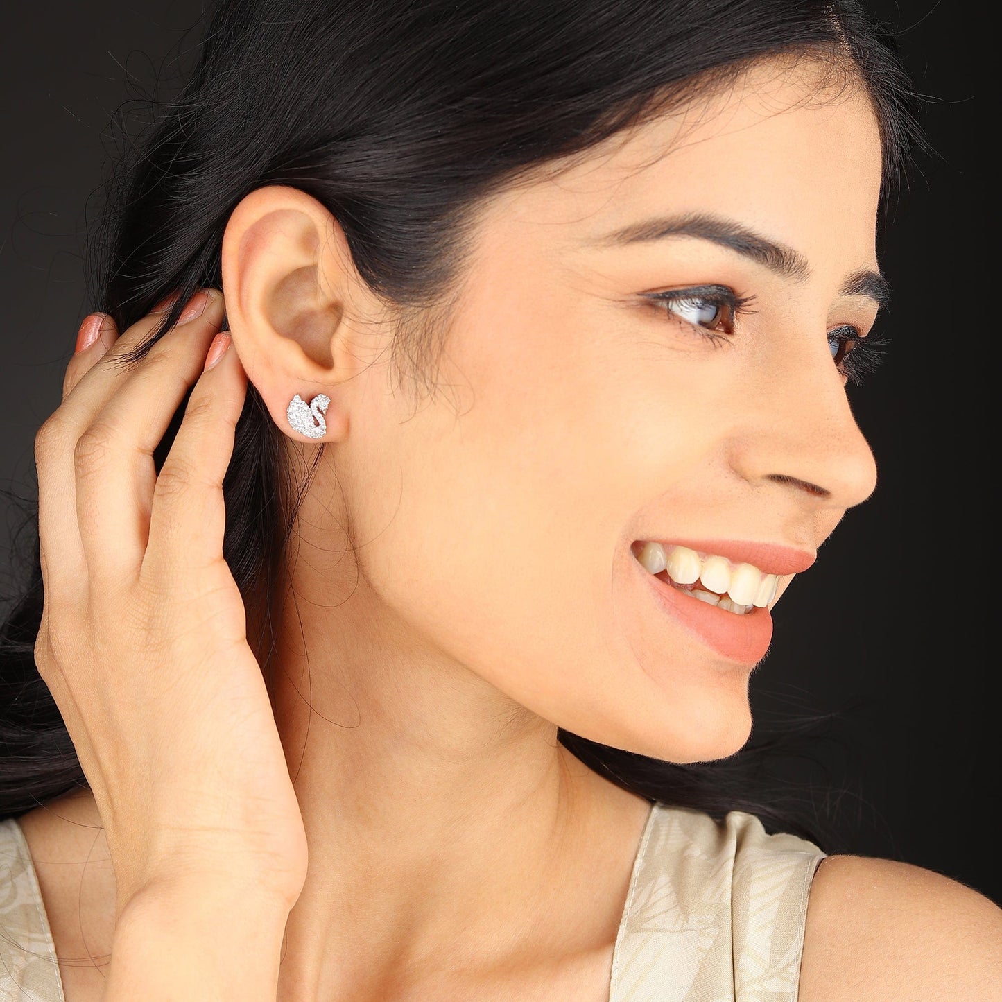 Pure Sterling Silver (92.5% purity)Precious, Beautiful and Designer Stud Earrings with cubic zirconia (AD) stones for Girls and Women