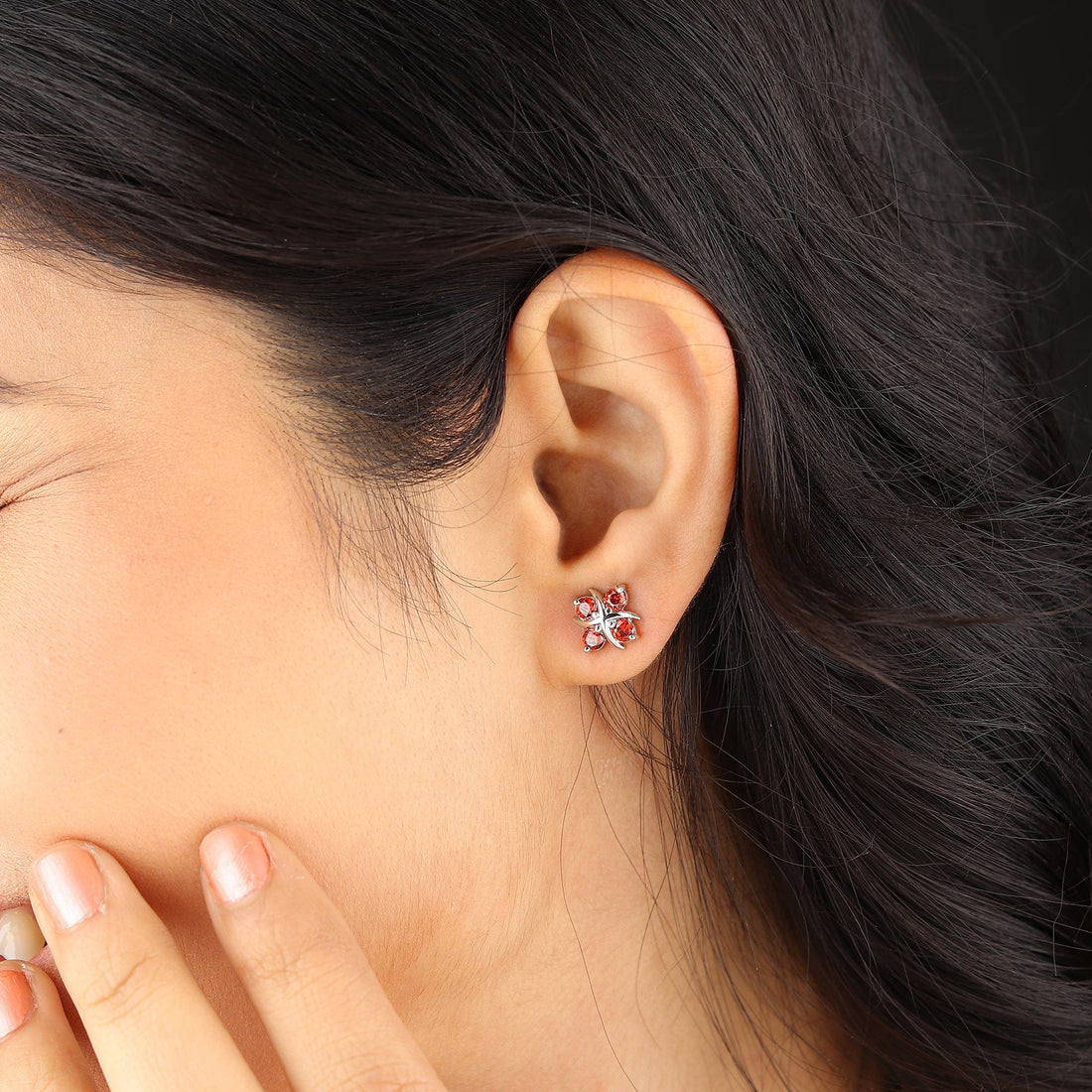 Sterling Silver Stud Earrings for Women by Akshat Sapphire 92.5 Silver Rhodium Plated S10128