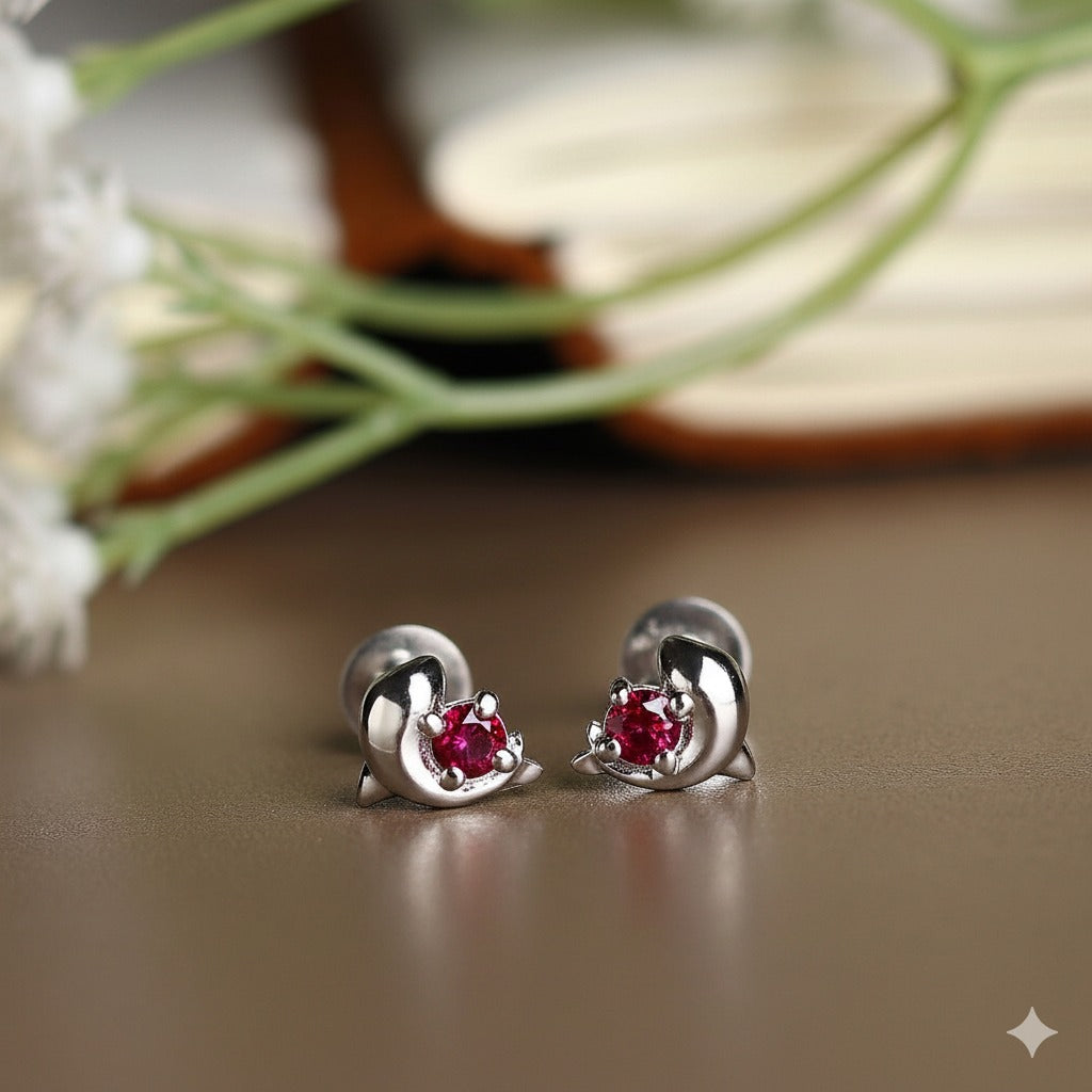 Sterling Silver Stud Earrings for Women by Akshat Sapphire 92.5 Silver Rhodium Plated S10135