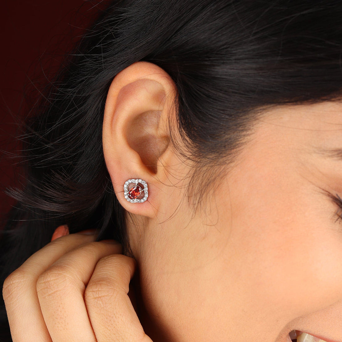 Sterling Silver Stud Earrings for Women by Akshat Sapphire 92.5 Silver Rhodium Plated S10137