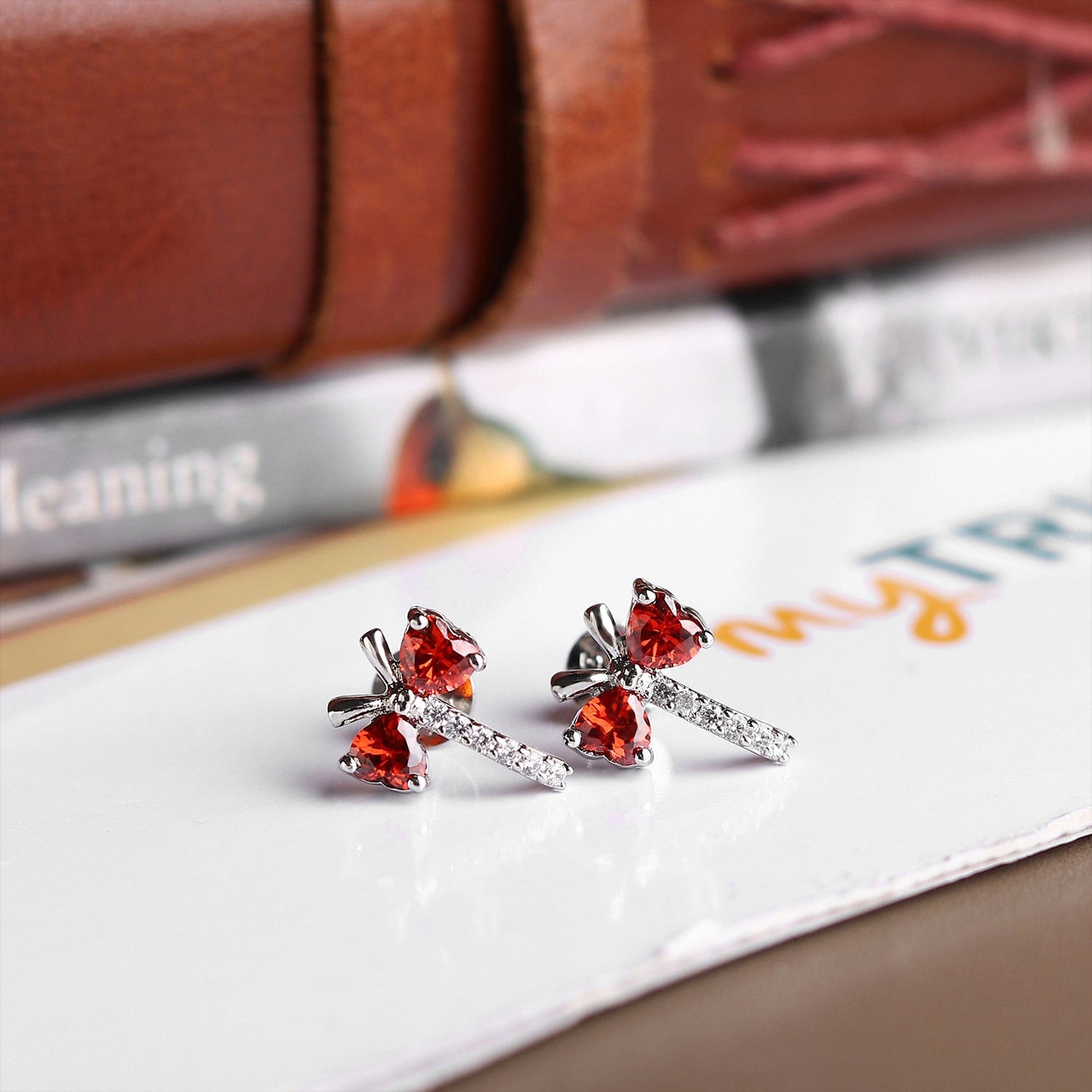 Akshat Sapphire Sterling Silver (92.5% purity) Precious Stud Earrings for Girls and Women Pure Silver Beautiful and Designer studs earring with cubic zirconia (AD) stones
