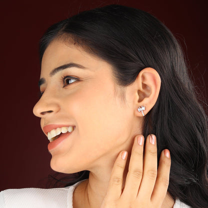 Pure Sterling Silver (92.5% purity)Precious, Beautiful and Designer Stud Earrings with cubic zirconia (AD) stones for Girls and Women