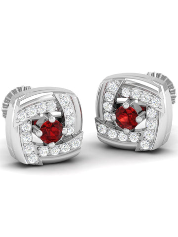 Akshat Sapphire Sterling Silver (92.5% purity) Precious Stud Earrings for Girls and Women Pure Silver Beautiful and Designer studs earring with cubic zirconia (AD) stones