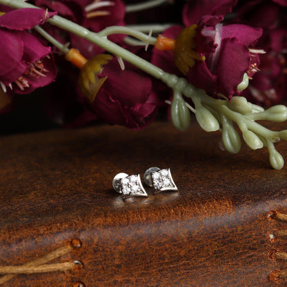 Pure Sterling Silver (92.5% purity)Precious, Beautiful and Designer Stud Earrings with cubic zirconia (AD) stones for Girls and Women