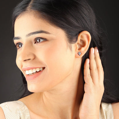 Pure Sterling Silver (92.5% purity)Precious, Beautiful and Designer Stud Earrings with cubic zirconia (AD) stones for Girls and Women