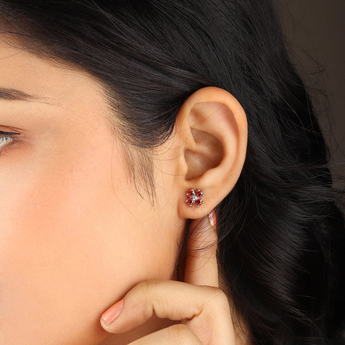 Sterling Silver Stud Earrings for Women by Akshat Sapphire 92.5 Silver Rhodium Plated S10147