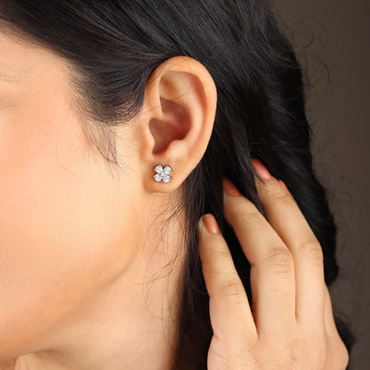Pure Sterling Silver (92.5% purity)Precious, Beautiful and Designer Stud Earrings with cubic zirconia (AD) stones for Girls and Women