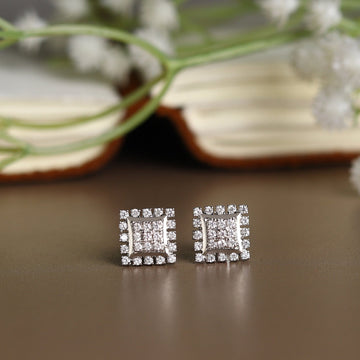 Akshat Sapphire Sterling Silver (92.5% purity) Precious Stud Earrings for Girls and Women Pure Silver Beautiful and Designer studs earring with cubic zirconia (AD) stones