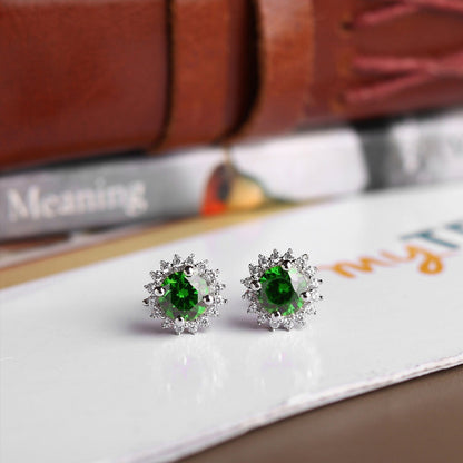 Pure Sterling Silver (92.5% purity)Precious, Beautiful and Designer Stud Earrings with cubic zirconia (AD) stones for Girls and Women