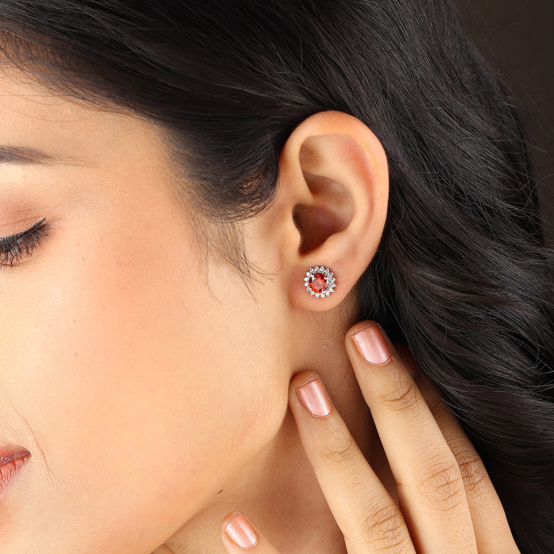 Sterling Silver Stud Earrings for Women by Akshat Sapphire 92.5 Silver Rhodium Plated S10151