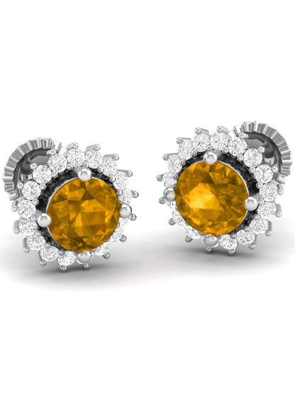 Pure Sterling Silver (92.5% purity)Precious, Beautiful and Designer Stud Earrings with cubic zirconia (AD) stones for Girls and Women