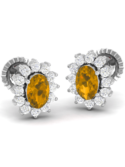 Pure Sterling Silver (92.5% purity)Precious, Beautiful and Designer Stud Earrings with cubic zirconia (AD) stones for Girls and Women