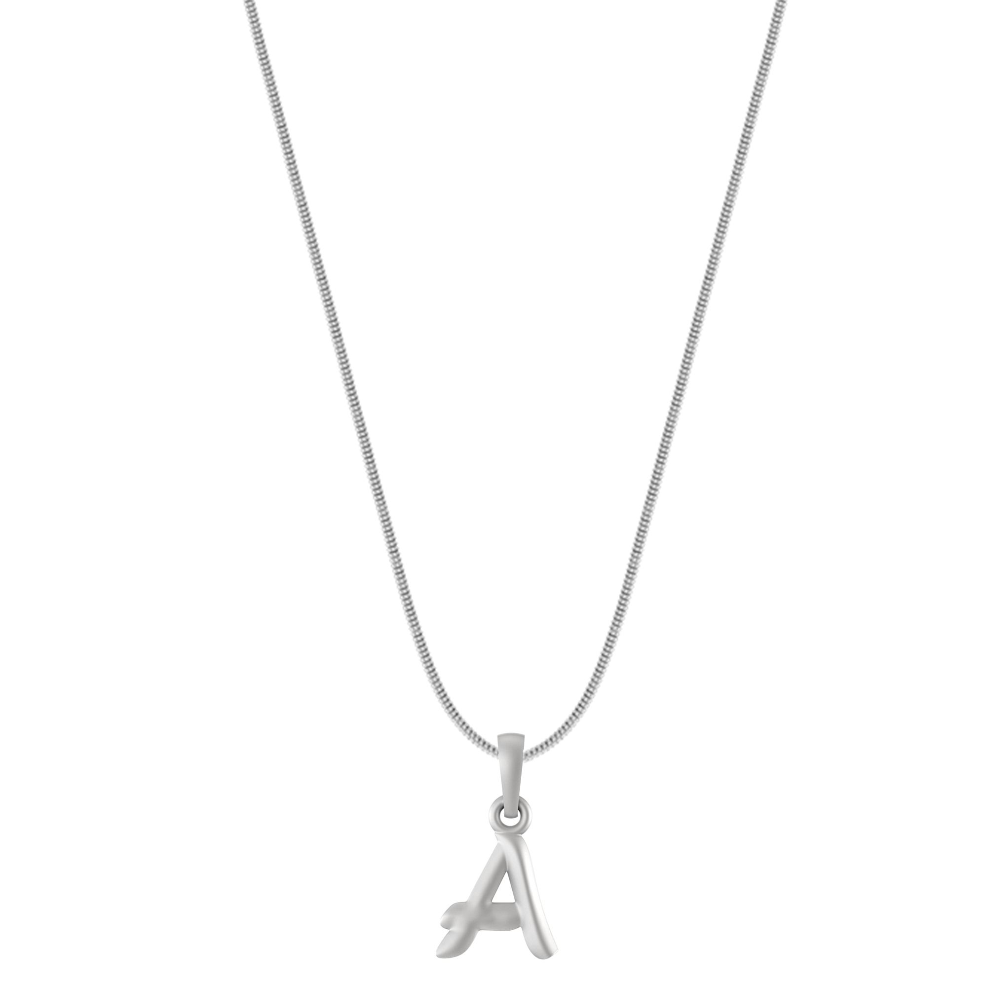 Akshat Sapphire Sterling Silver (92.5% purity) precious Name alphabet chain pendant (Pendnat with snake chain) pure silver designer alphabet chain locket