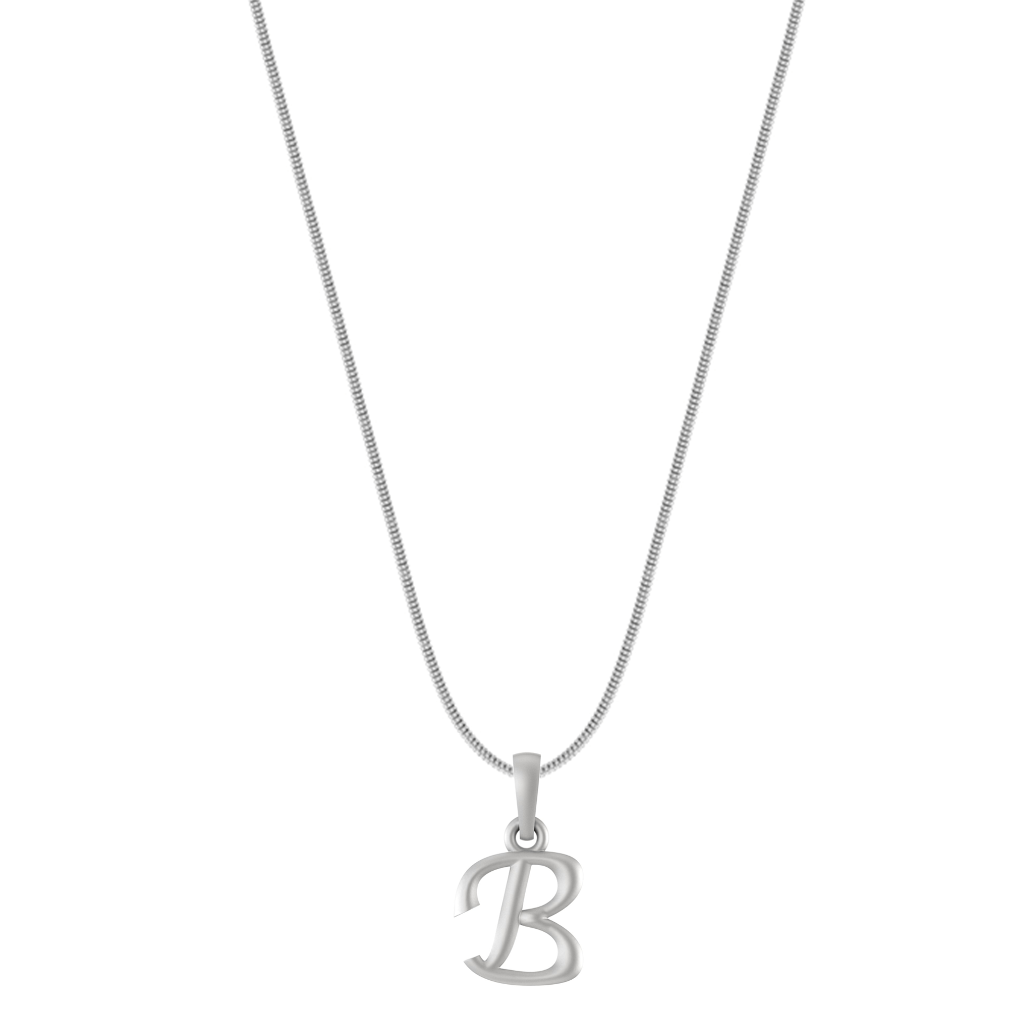 Akshat Sapphire Sterling Silver (92.5% purity) precious Name alphabet chain pendant (Pendnat with snake chain) pure silver designer alphabet chain locket