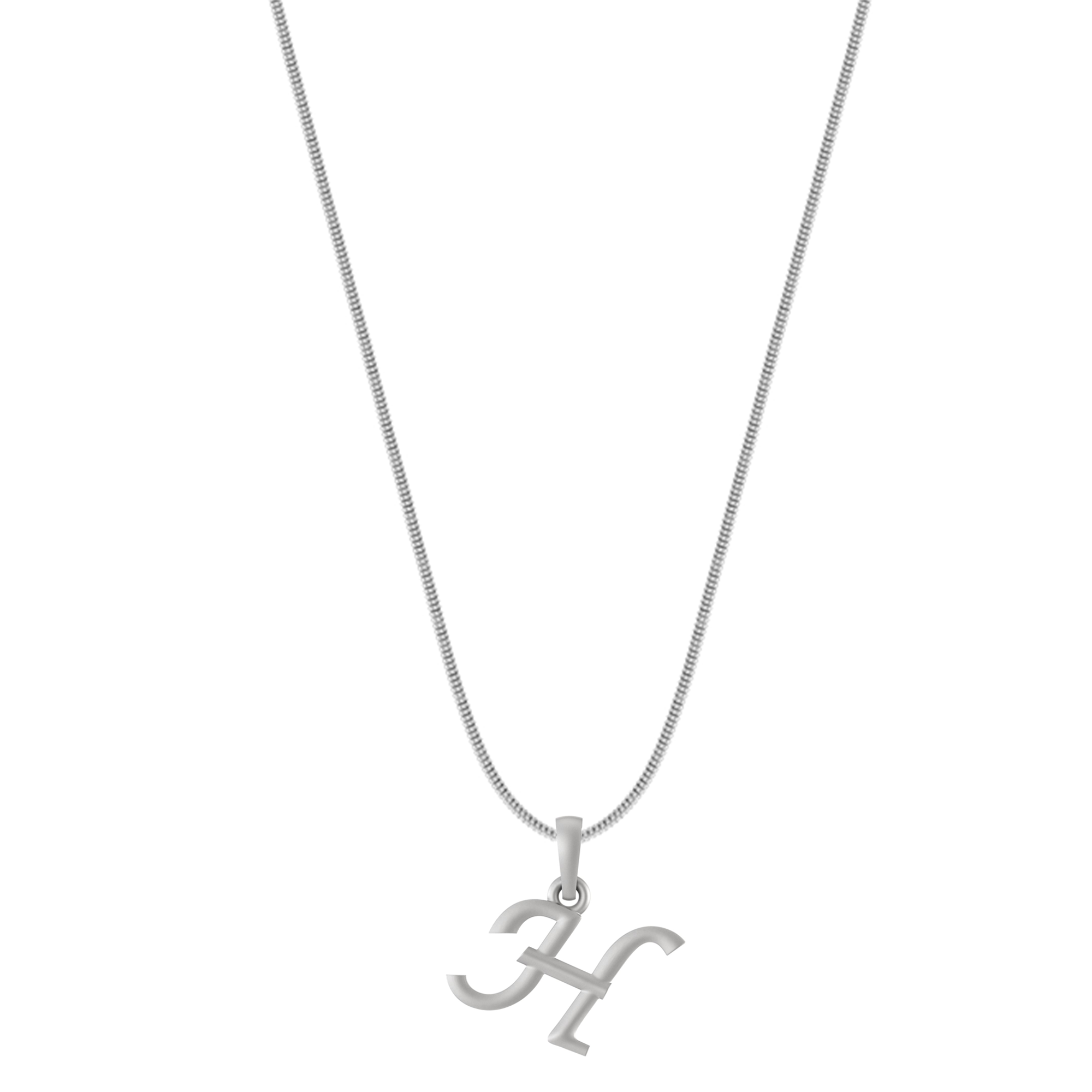 Akshat Sapphire Sterling Silver (92.5% purity) precious Name alphabet chain pendant (Pendnat with snake chain) pure silver designer alphabet chain locket