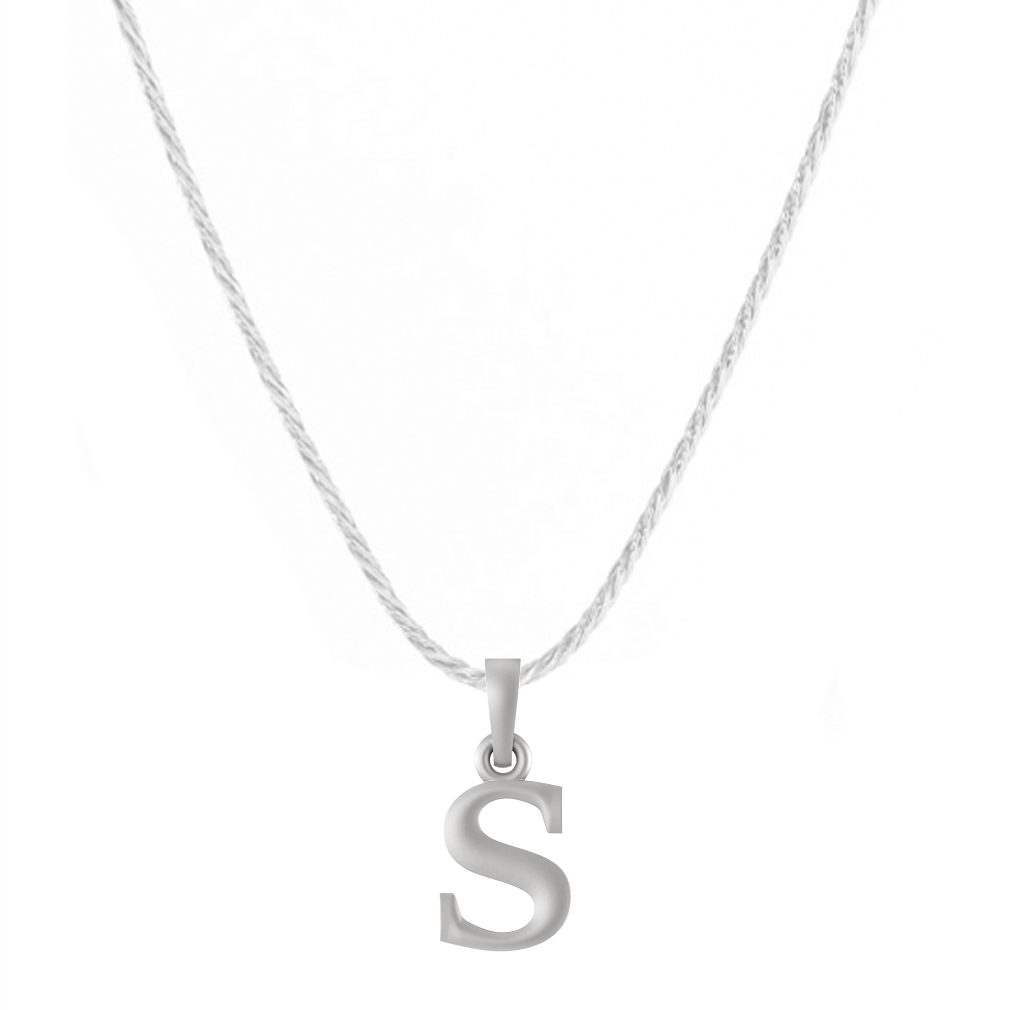 Akshat Sapphire Sterling Silver (92.5% purity) precious Name alphabet chain pendant (Pendnat with rope chain) pure silver designer alphabet chain locket
