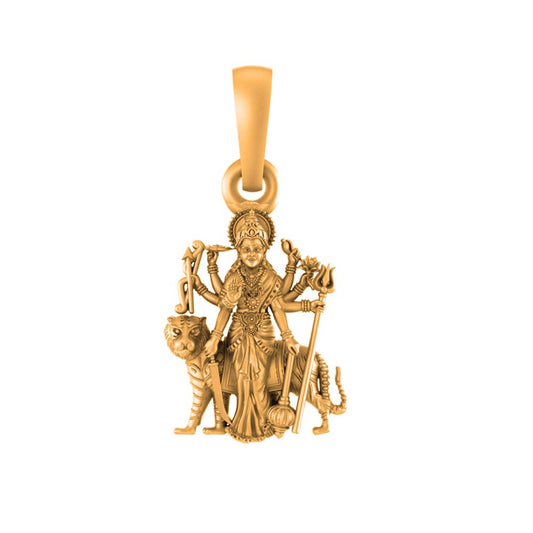22 CT Gold Plated Silver (92.5% purity) Goddess Durga maa Pendant (Big Size) for Men and Women