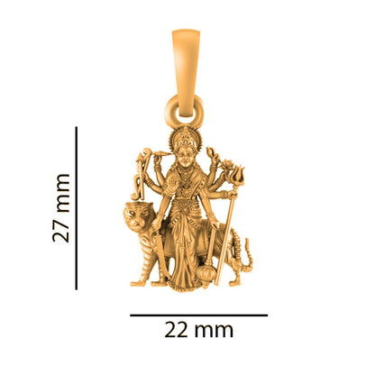 22 CT Gold Plated Silver (92.5% purity) Goddess Durga maa Pendant (Big Size) for Men and Women