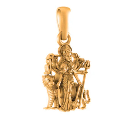 22 CT Gold Plated Silver (92.5% purity) Goddess Durga maa Pendant (Big Size) for Men and Women