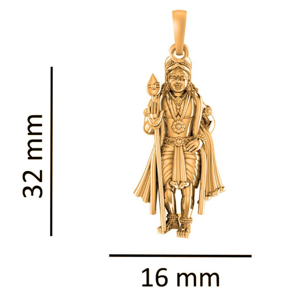 22CT Gold Plated Silver 92.5 Purity God Kartikeya (Big Size) Pendant for Men & Women by Akshat Sapphire-PB7170_gold