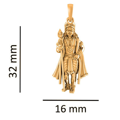 22CT Gold Plated Silver 92.5 Purity God Kartikeya (Big Size) Pendant for Men & Women by Akshat Sapphire-PB7170_gold
