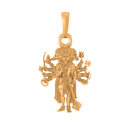 22 CT Gold Plated Silver (92.5% purity) God Panchmukhi Hanuman Pendant (Big Size) for Men
