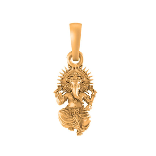 22 CT Gold Plated Silver (92.5% purity) God Ganesh Pendant (Big Size) for Men and Women