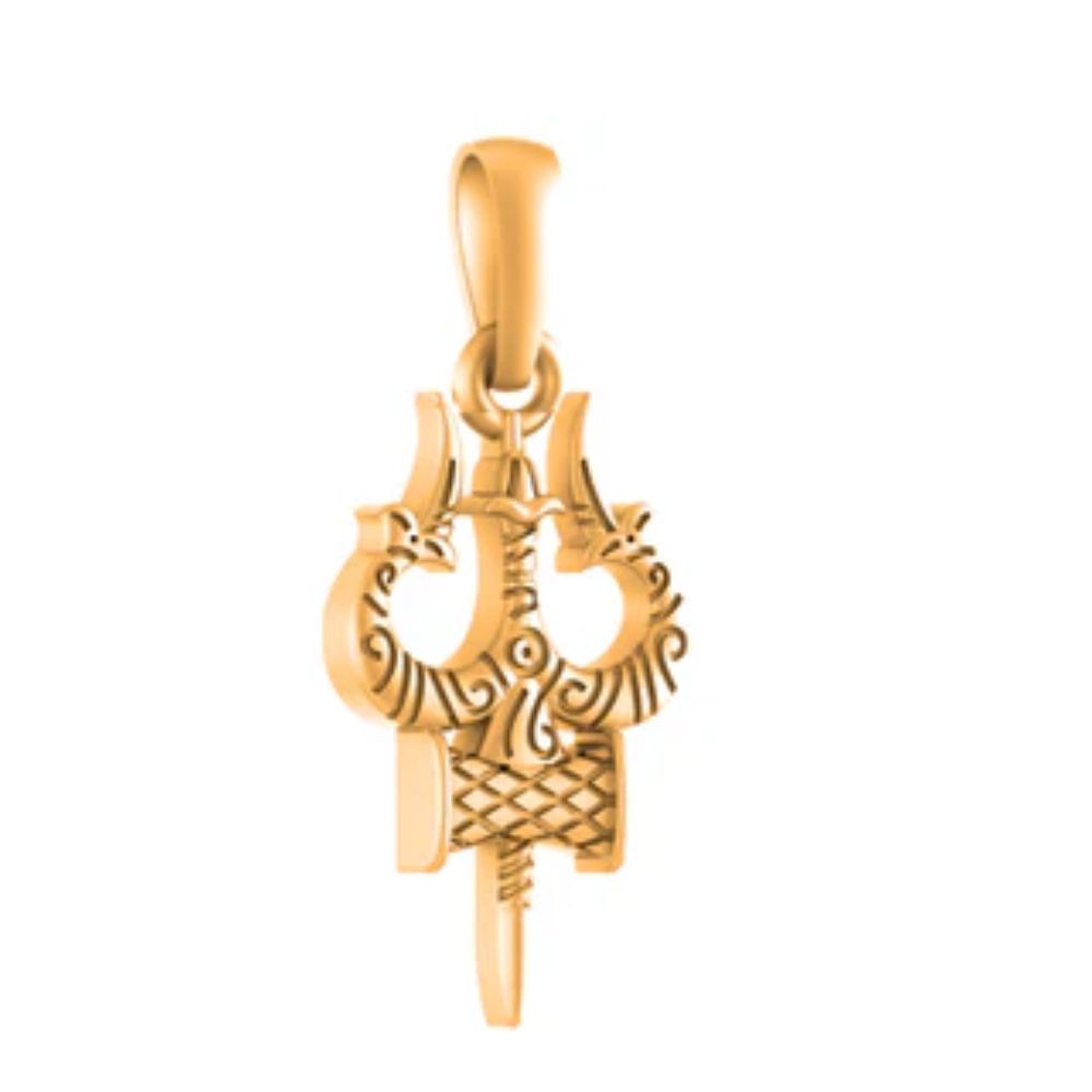 22 CT Gold Plated Silver (92.5% purity) Spiritual Shiva Trishul (Big Size) Pendant for Men and Women