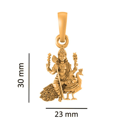 22 CT Gold Plated Silver (92.5% purity) God Kartikeya Pendant (Big Size) for Men and Women