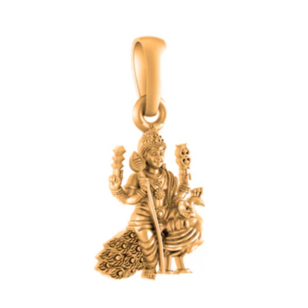 22 CT Gold Plated Silver (92.5% purity) God Kartikeya Pendant (Big Size) for Men and Women